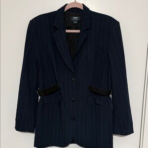 Anthropologie Navy Pinstripe Blazer